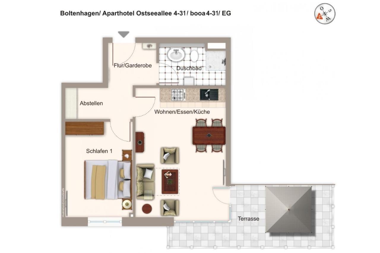 Aparthotel Ostseeallee Aparthotel Ostseeallee 4-31 ボルテンハーゲン エクステリア 写真